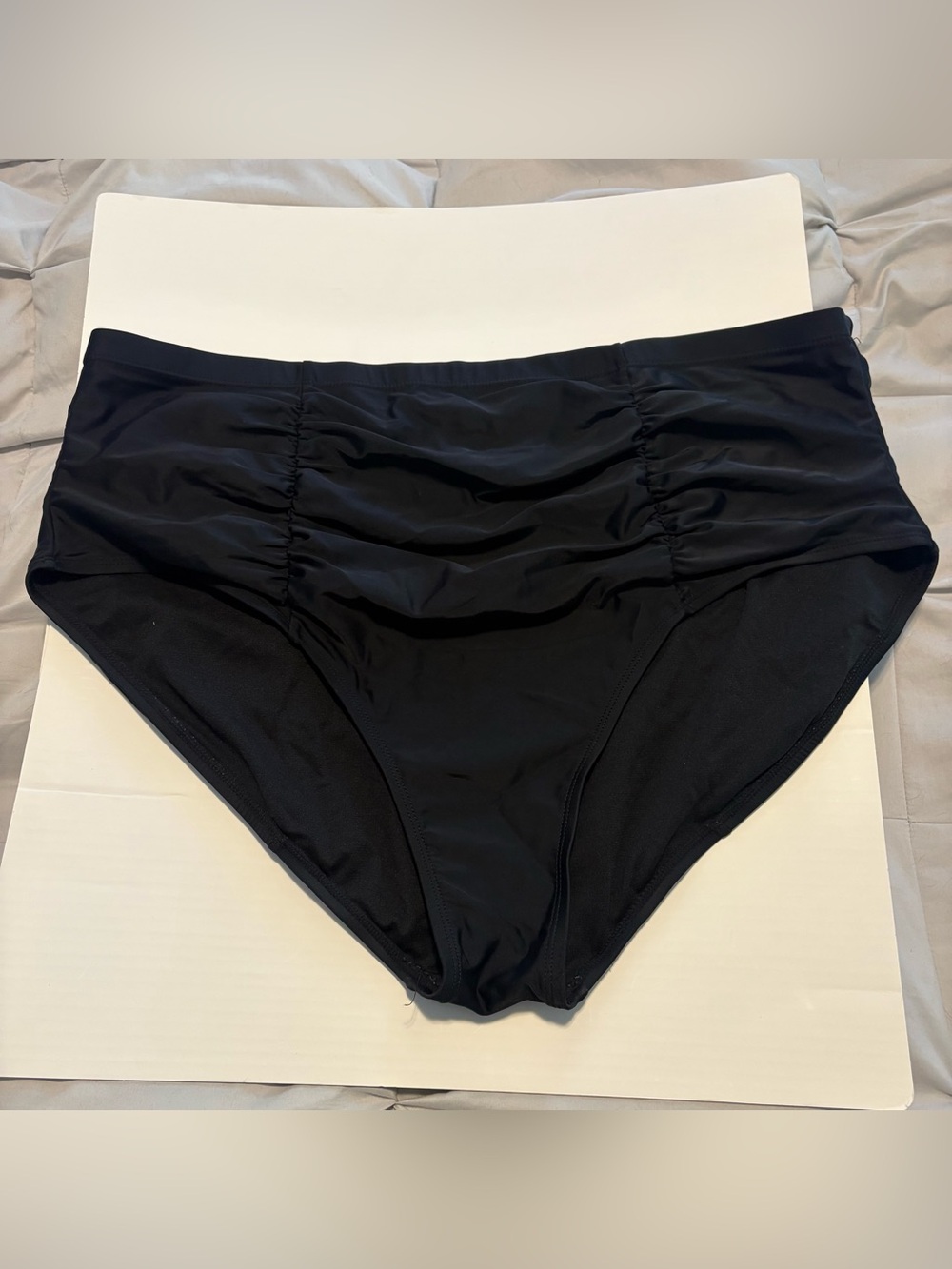 Women’s Plus Size 3X 24W-26W Black Ruched High Waist Bikini Bottom Swim